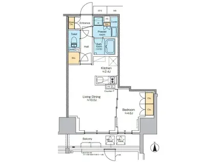 プラウドフラット四谷三丁目(1LDK/7階)の間取り写真