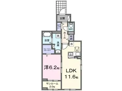 ラ・フェリーチェI(1LDK/1階)の間取り写真