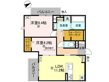 LA MAISON林崎(2LDK/2階)の間取り写真