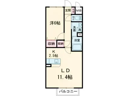 ルーチェSHIBA(1LDK/1階)の間取り写真