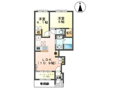 ルシェロ(2LDK/1階)の間取り写真