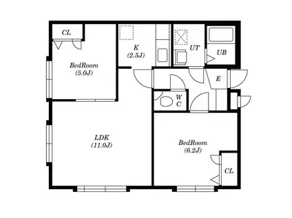 瀬比亜館 太平(2LDK/1階)の間取り写真