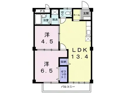 シティハイツアカツキ(2LDK/2階)の間取り写真