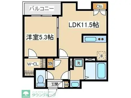 THE URANUS(1LDK/3階)の間取り写真