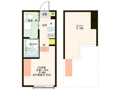 ハーモニーテラス足立XVII(ワンルーム/1階)の間取り写真