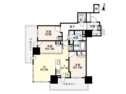 ザ・札幌タワーズ ウエストタワー(3LDK/7階)の間取り写真