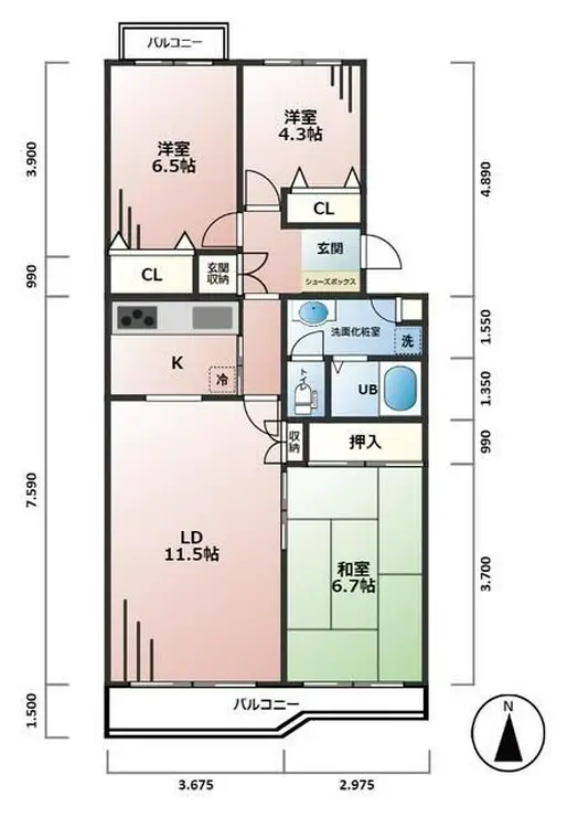 エステート立川一番町 5階階 間取り