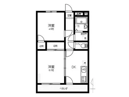 恵美マンション(2DK/3階)の間取り写真