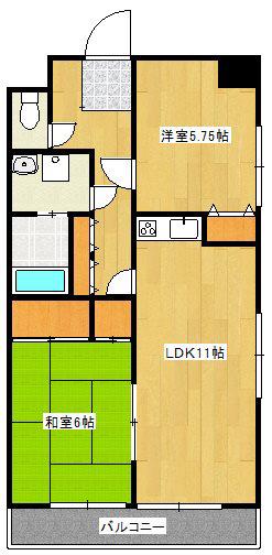 マンションミゾロク(2LDK/4階)の間取り写真