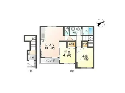 フォレスト・ヒルズ(2LDK/2階)の間取り写真