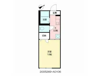 エントピア黒髪(1K/1階)の間取り写真