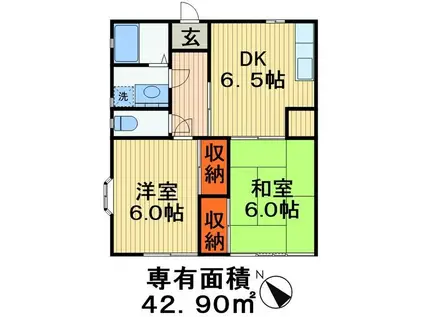 リトルアーク(2DK/1階)の間取り写真