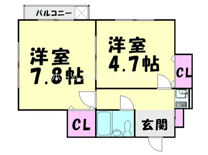ロイヤルコーポ琴の浦(2K/3階)の間取り写真