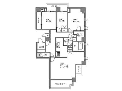 パーク・ハイム御影西平野(3LDK/2階)の間取り写真