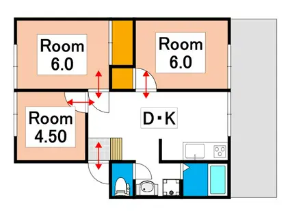 エスポアール庭瀬A(3DK/1階)の間取り写真