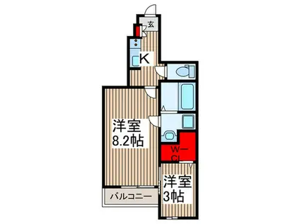 イリーデII(2K/1階)の間取り写真
