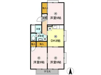 アビーロード A棟(2LDK/1階)の間取り写真