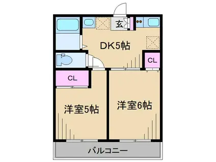 コーポオリンピア2(2DK/1階)の間取り写真