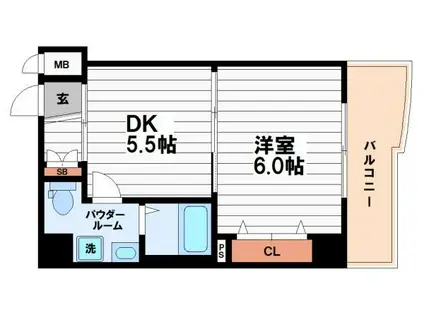 メゾン・デ・ノムラ東心斎橋(1DK/5階)の間取り写真