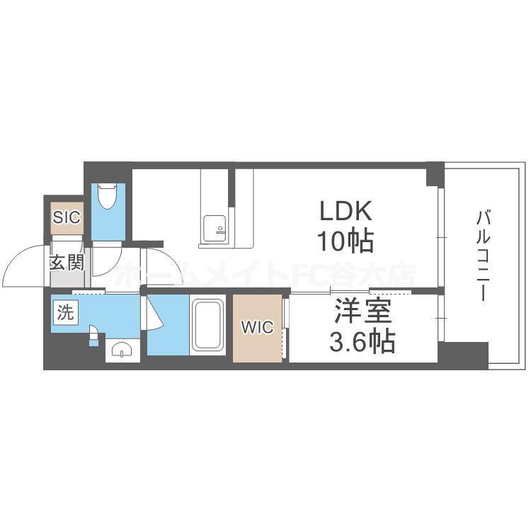 コンフォリア新大阪宮原Q(1LDK/13階)の間取り写真