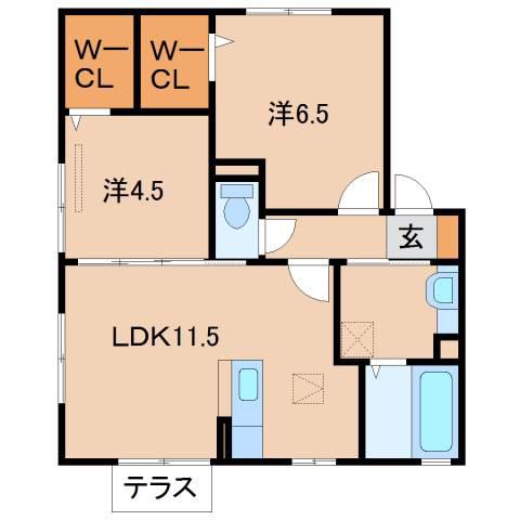 メゾン・ド・アンジュ(2LDK/1階)の間取り写真