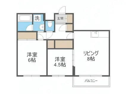 メゾンドボワール南郷(2DK/1階)の間取り写真