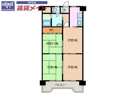 サニーハイツ(3DK/3階)の間取り写真