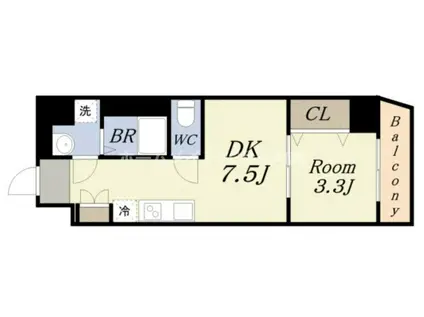 アーバンパーク弁天町(1DK/3階)の間取り写真