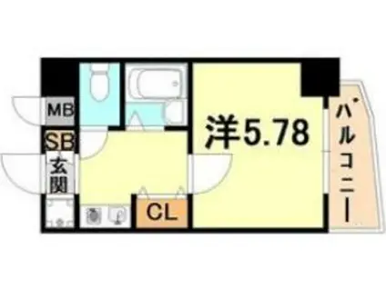 ランドマークシティ神戸西元町(1K/3階)の間取り写真