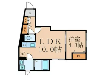 GRAN PASEO 三軒茶屋(ワンルーム/3階)の間取り写真