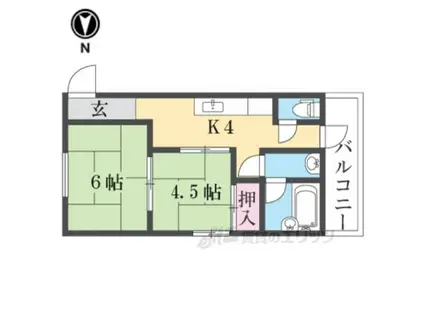 桃園マンション(2K/2階)の間取り写真