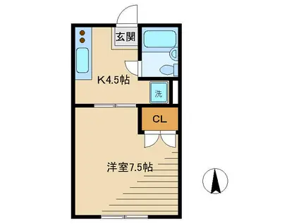 シャンベール南与野(1DK/1階)の間取り写真