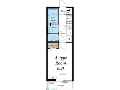 リブリ・ラヴィアンローズ・国立(1K/3階)の間取り写真