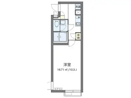 クレイノ練馬光が丘(1K/2階)の間取り写真