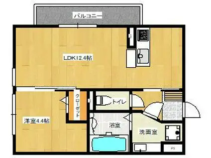 パークヴィラ合志IV(1LDK/1階)の間取り写真