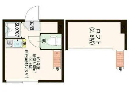 リブフラット北新宿(ワンルーム/1階)の間取り写真