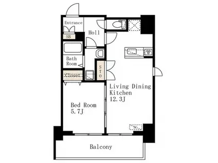 デュオフラッツ上野松が谷(1LDK/8階)の間取り写真