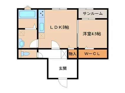 PRIMA ROSSO(1LDK/1階)の間取り写真