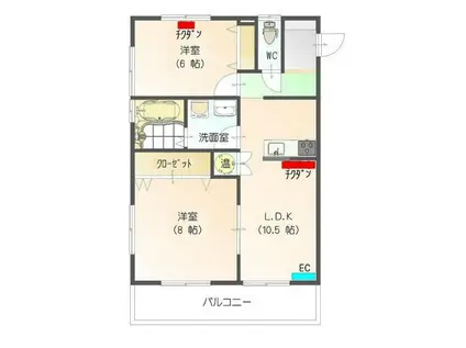 すまいる15番館(2LDK/3階)の間取り写真