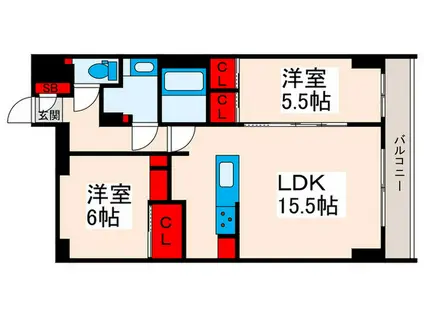 スプランディッド西日暮里(2LDK/7階)の間取り写真