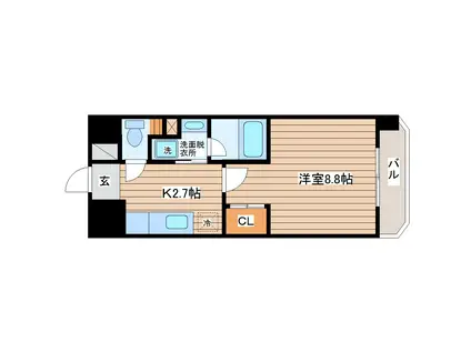 ウィッカムテラス(1K/2階)の間取り写真