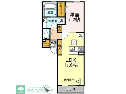 セレーフィア(1LDK/1階)の間取り写真