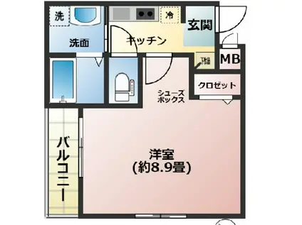 ワコーレヴィータ神戸上沢通(1K/3階)の間取り写真