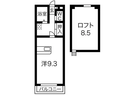 メイプルリーフ(ワンルーム/1階)の間取り写真
