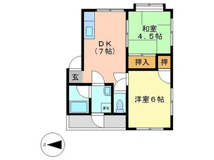 コーポ吉富(2DK/1階)の間取り写真