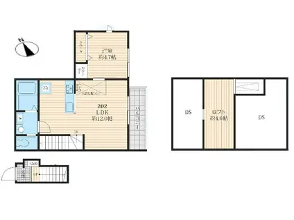 ローズコート本八幡(1LDK/2階)の間取り写真