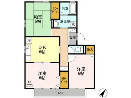 フレマリール草谷A・B(3DK/2階)の間取り写真