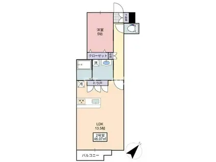 フローリッシュ大久保II(1LDK/2階)の間取り写真