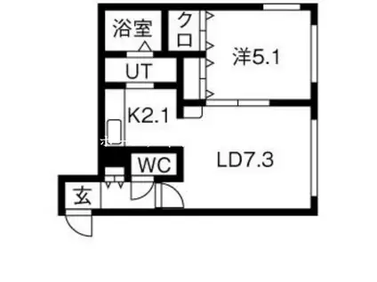 リヴェール元町(1LDK/1階)の間取り写真