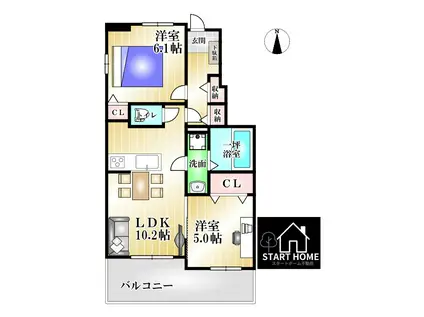 ラフォルテ II(2LDK/1階)の間取り写真